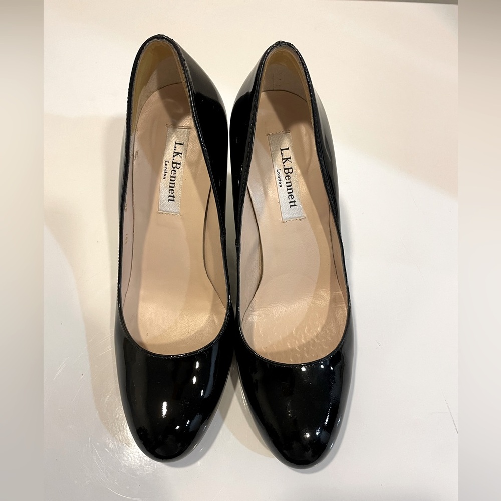 L.K. Bennett London - black patent espadrilles